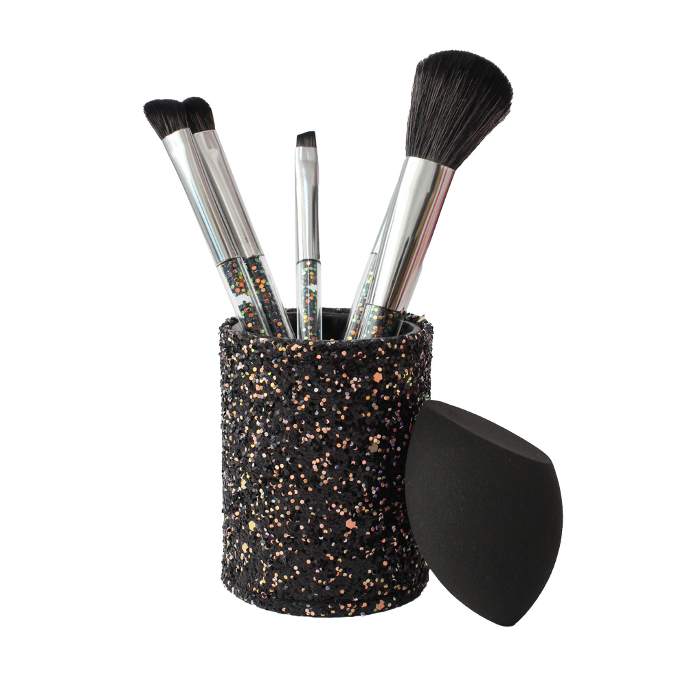 Kit Com 5 Pinceis + Esponja + Estojo