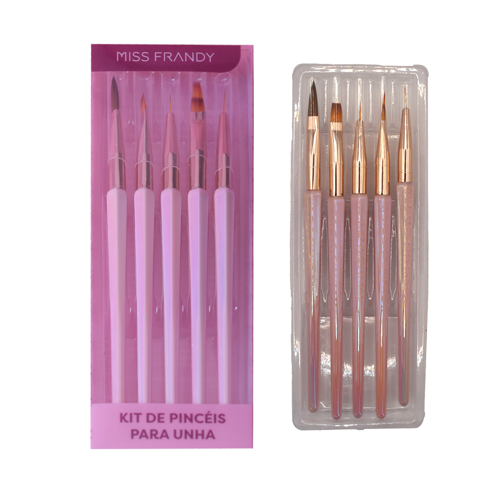 Kit Com 5 Pinceis Para Unha