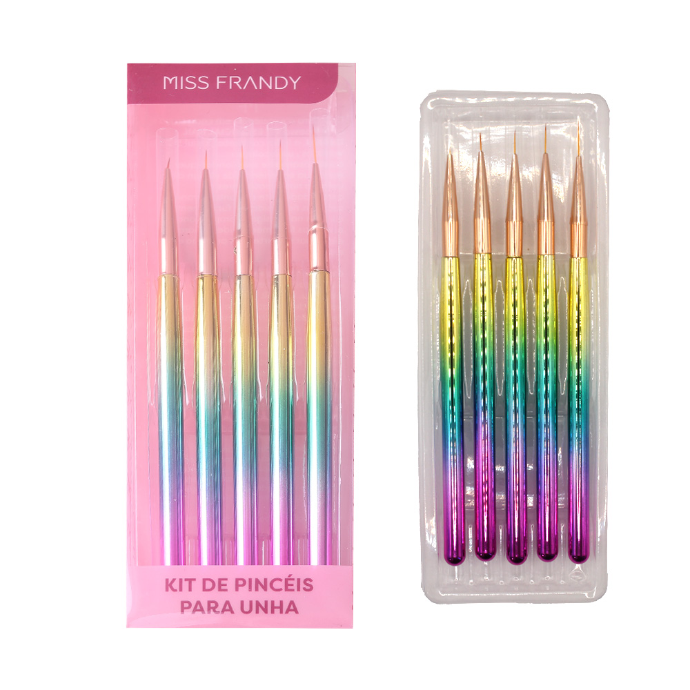 Kit Com 5 Pinceis Para Unha