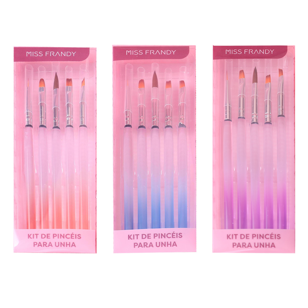 Kit Com 5 Pinceis Para Unha