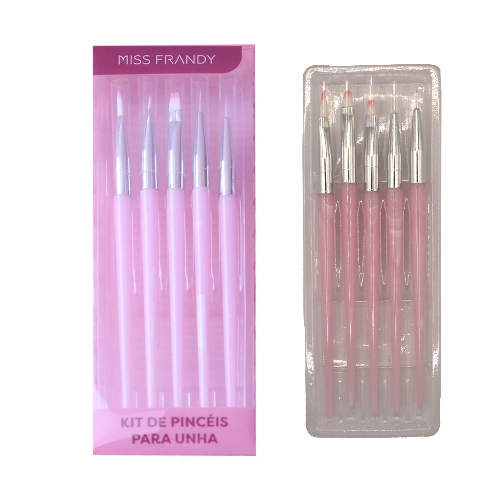 Kit Com 5 Pinceis Para Unha