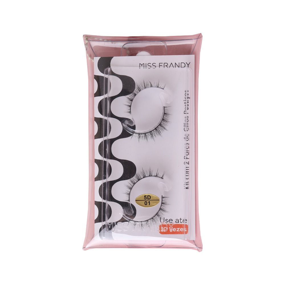 Kit Com 2 Cílios Postiços 5D (#01) Linha Copacabana