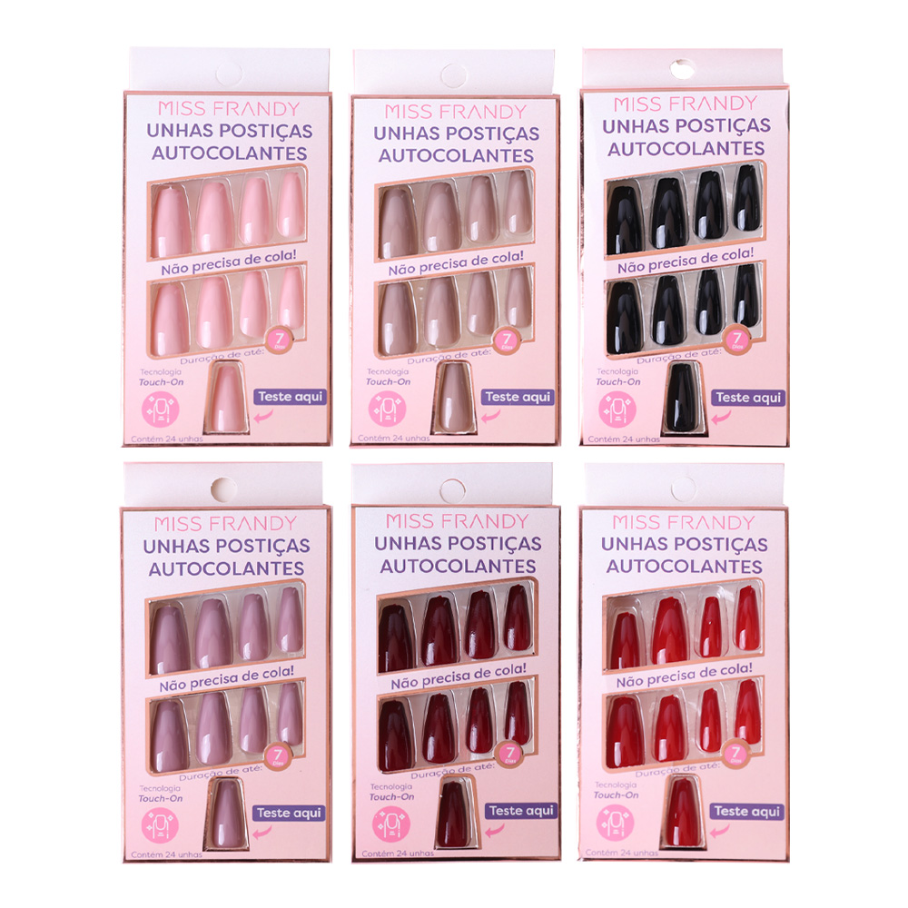 Kit Com 24 Unhas Postiças Naturais