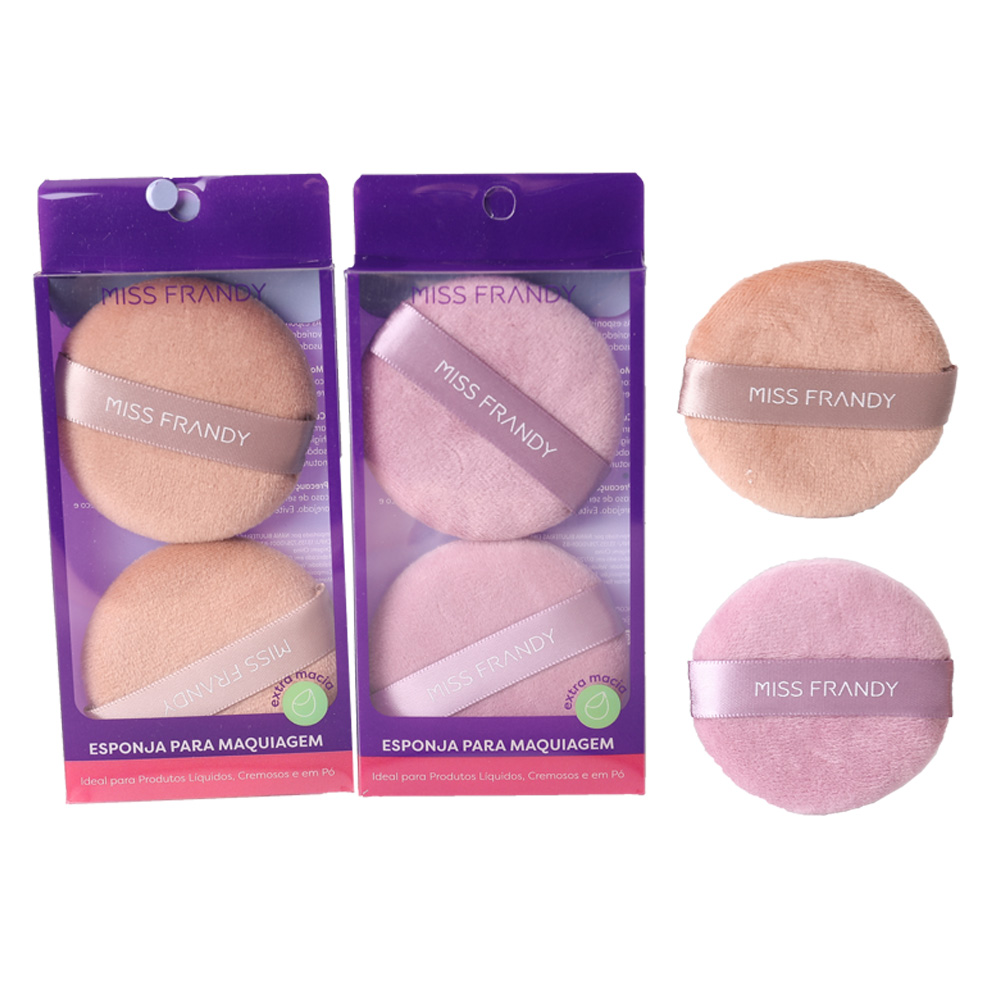 Kit Com 2 Esponjas Redondas De Veludo
