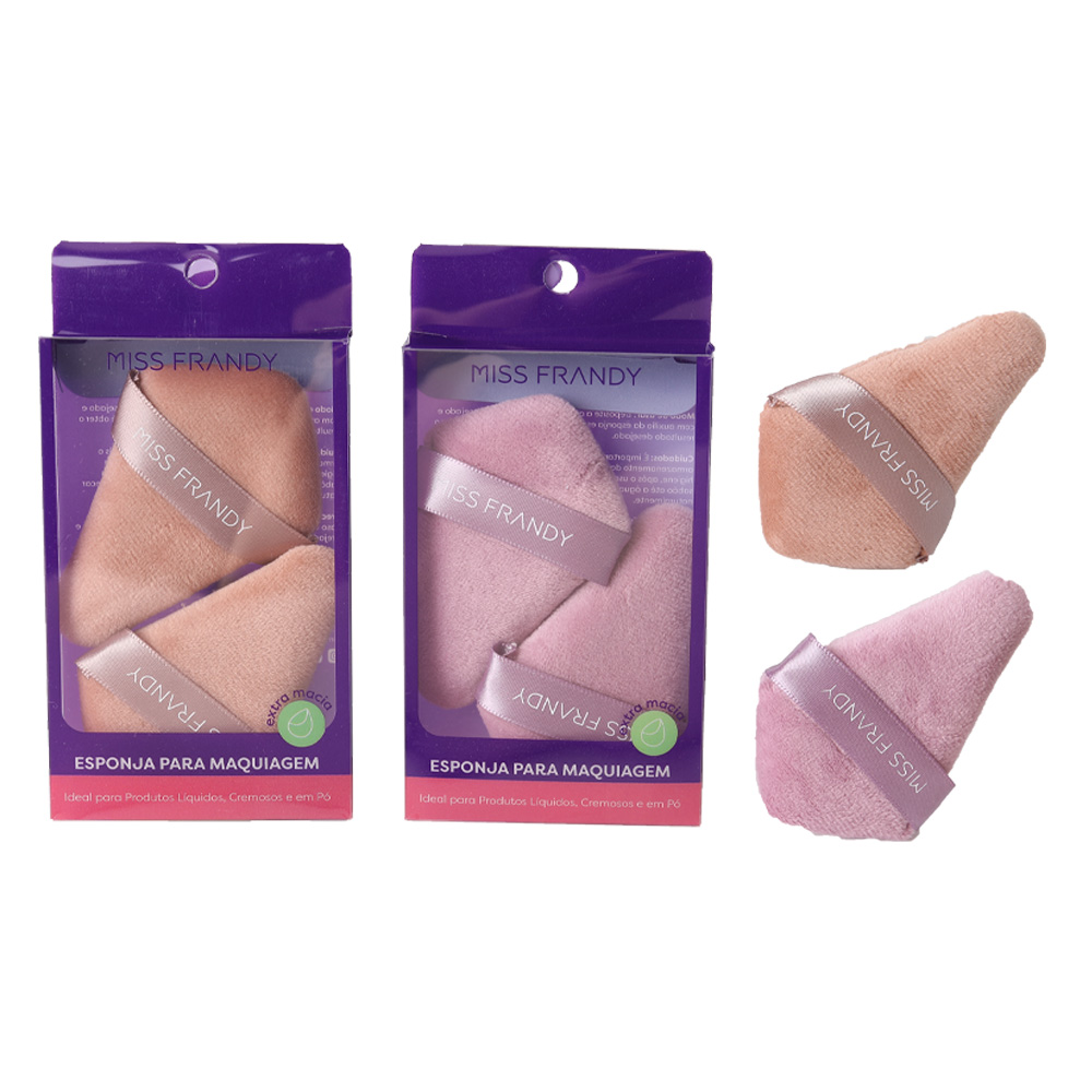 Kit Com 2 Esponjas Triangulares De Veludo