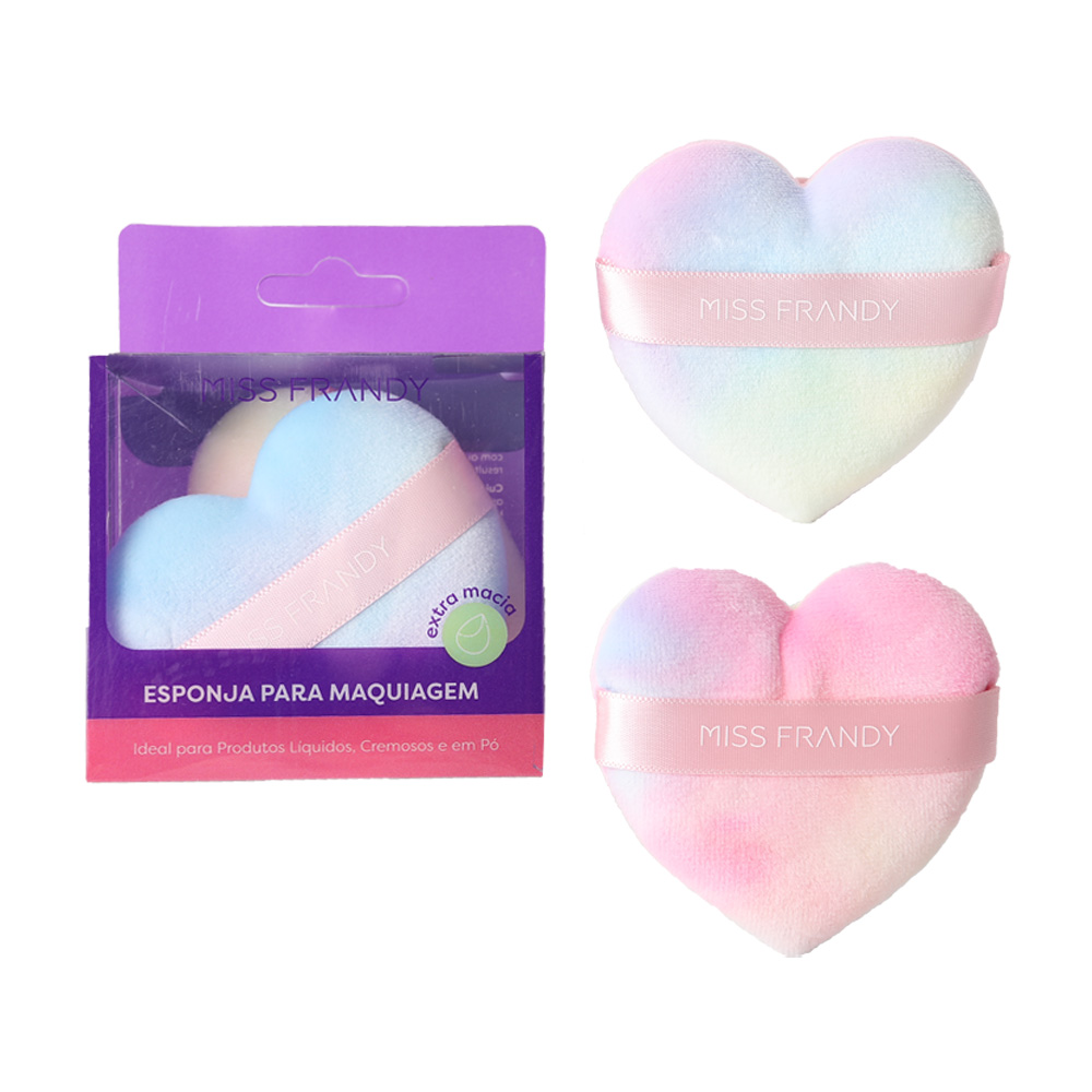 Kit Com 2 Esponjas De Veludo Degradê Coração