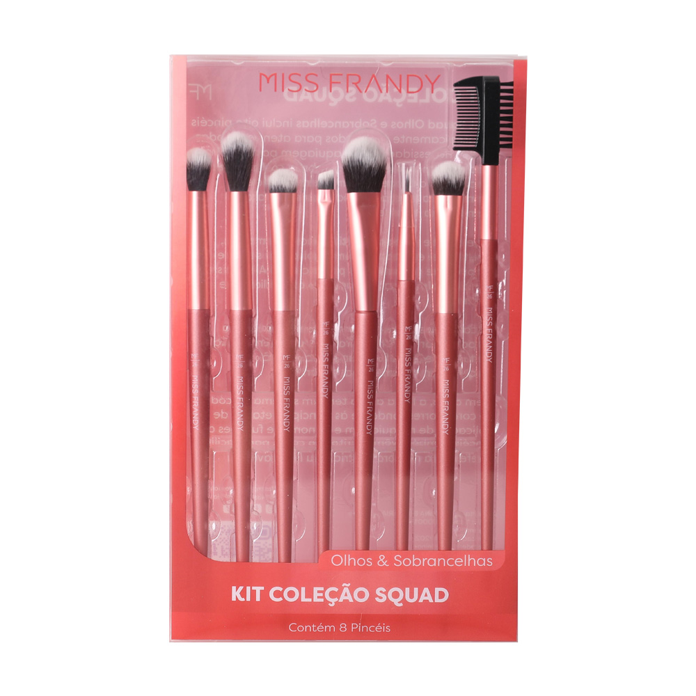 Kit Com 8 Pincel Para Maquiagem Linha Squad