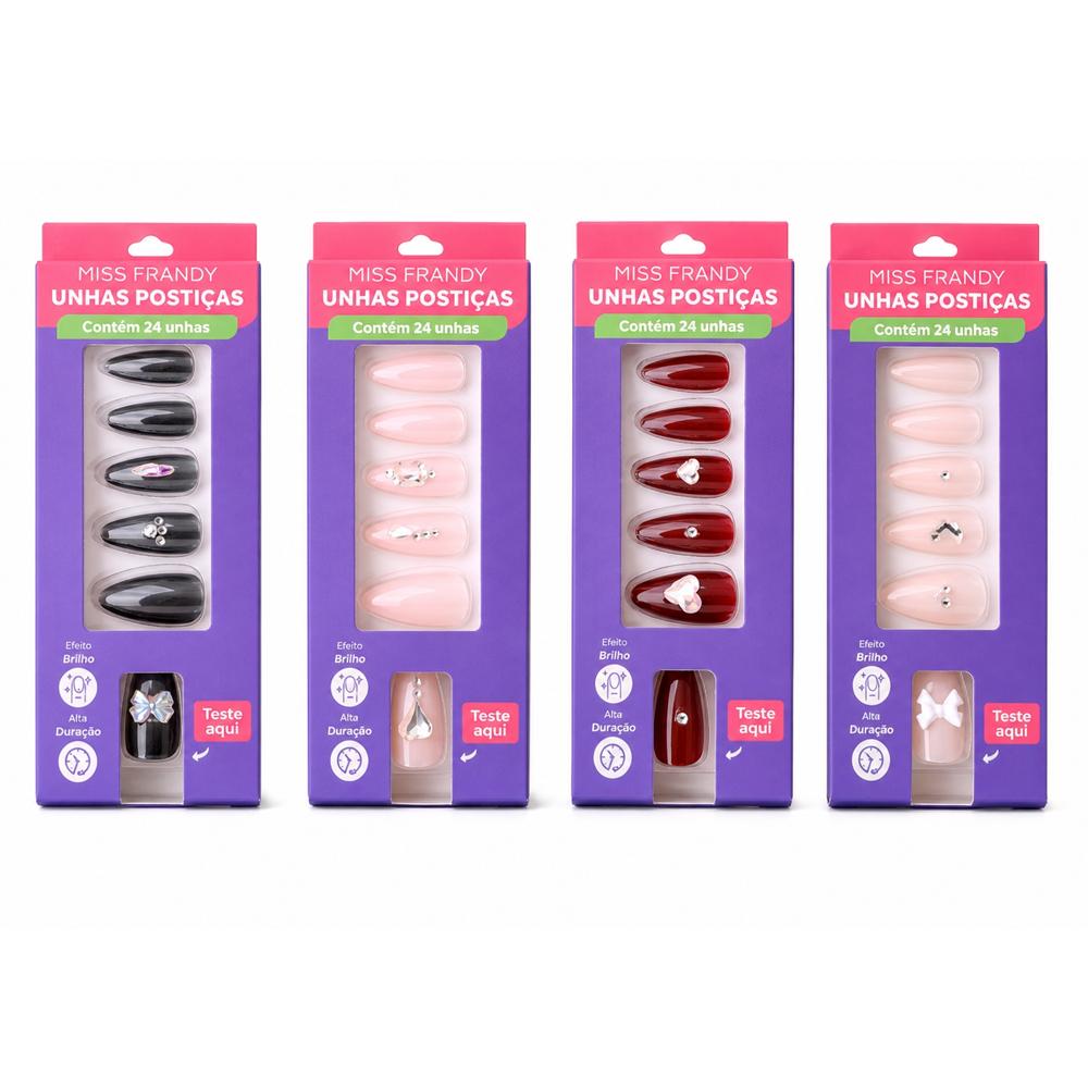Kit com 24 unhas postiças