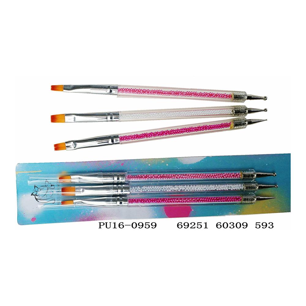 Kit De Pinceis Para Unha Duplo Com 3 Pincel